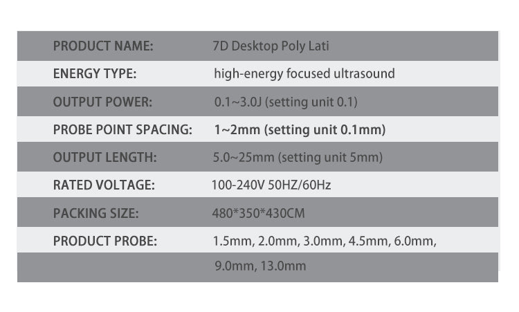 Double handle 7D HIFU Facial Lifting Device With 7 Cartridges