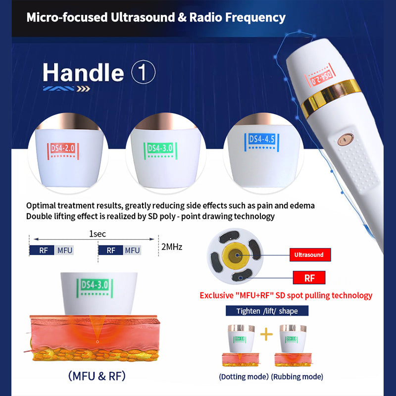 2 in 1 7D HIFU Peninsula Ultrasonix Precise Anti-aging  healing head RF Decives