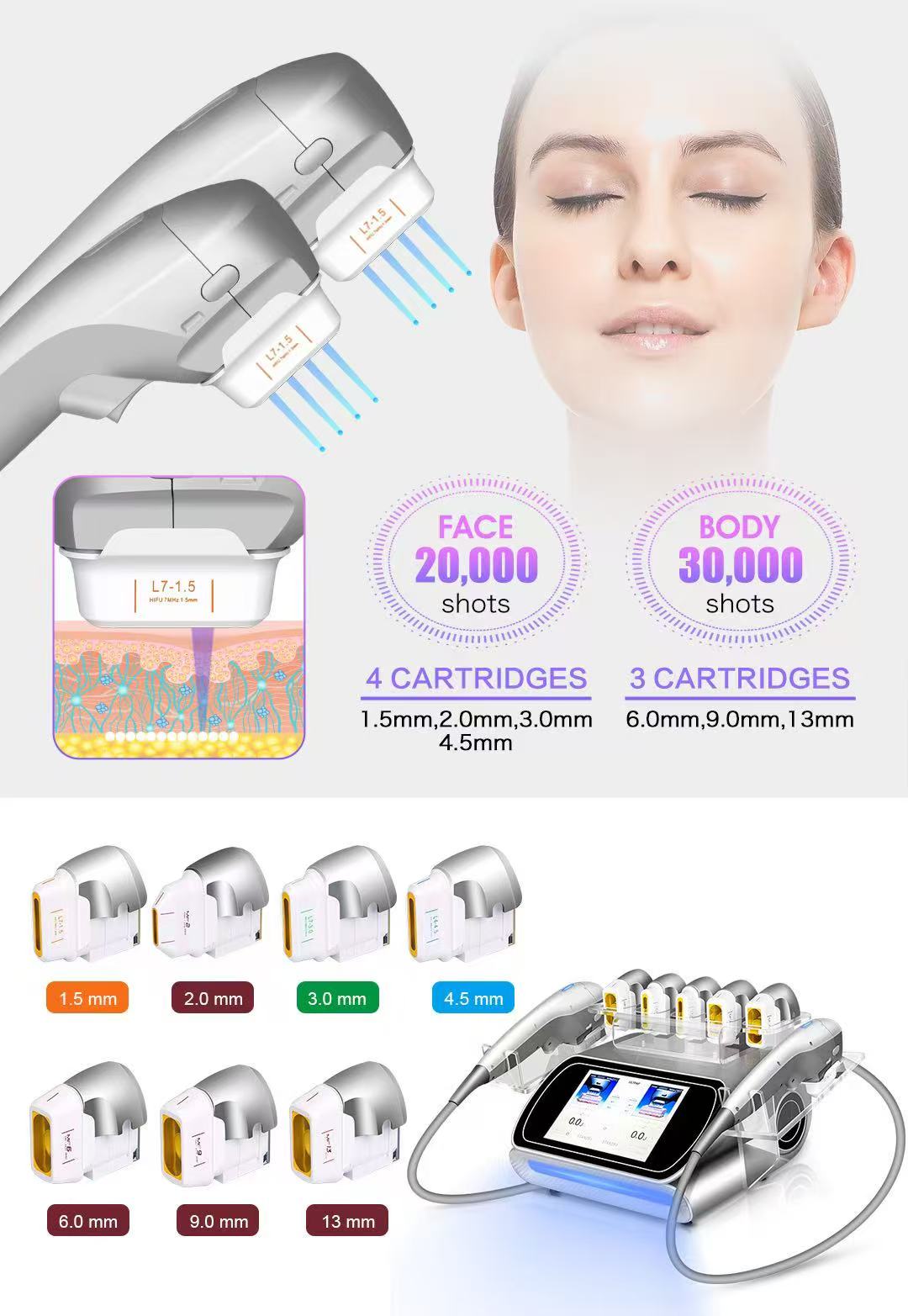 7D 2 in 1 HIFU Machine Face Lifting Device