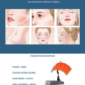 Newest 7 colors LED PDT Red blue facial care PDT Led Light Therapy machine