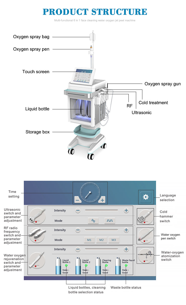 6 in 1 Aqua Facial Cleaning Hydro micro dermabrasion professional machine