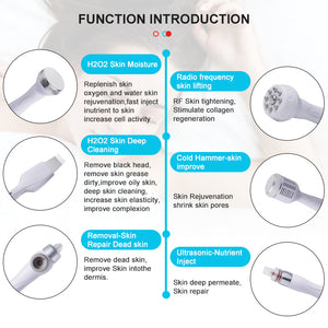 6 In 1 Oxygen Small Bubble Aqua Facial Peel H2O2 RF Face Lifting Skin Tightening Machine