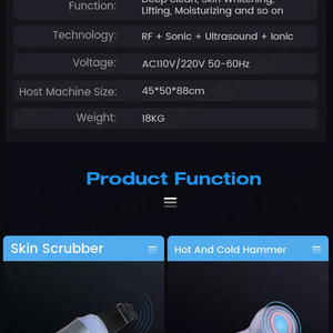 Hydro Dermabrasion Machine High Frequency Ultrasonic Galvanic Facial Scrub Machine