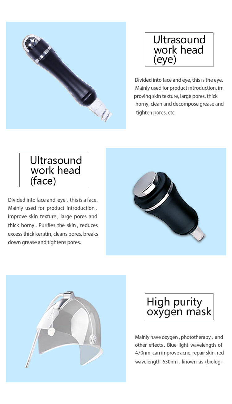 10 in 1 Hydro Oxygen Deep Clean Oxygen Jet Ultrasound RF Skin Oxygen Facial Machine