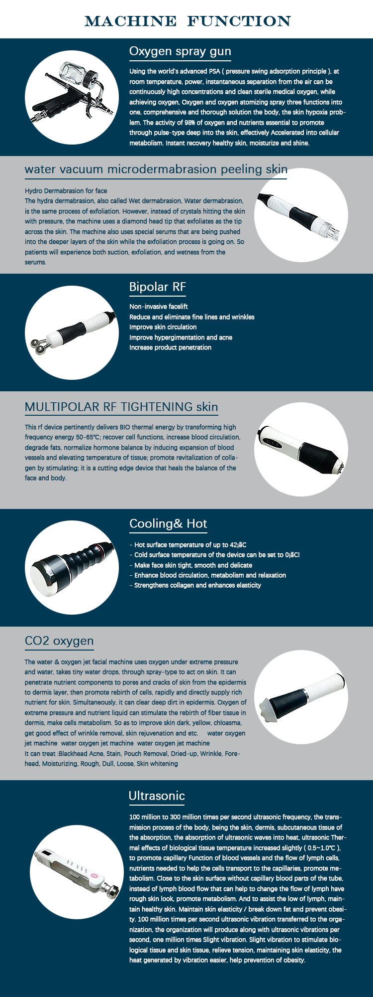 7 in 1 Microdermabrasion Ultrasonic RF BIO Hydro Dermabrasion Hydro Facial Machine