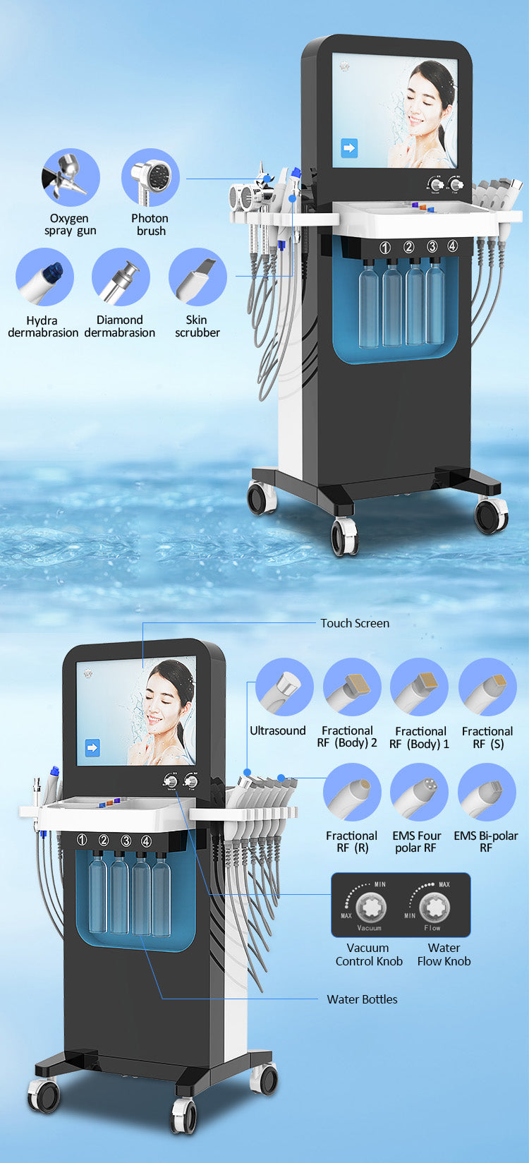 14 In 1 Korea Aqua Peeling Machine Hydro Oxyge Facial Diamond Dermabrasion Machine