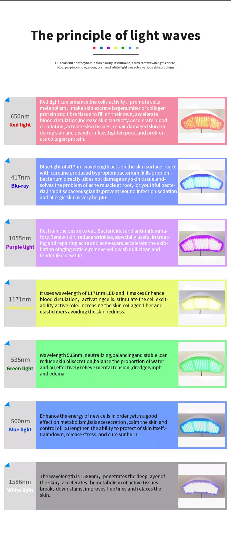 7 Color Led Light Therapy Machine Facial Spa Skin Rejuvenation Machine Therapy Light