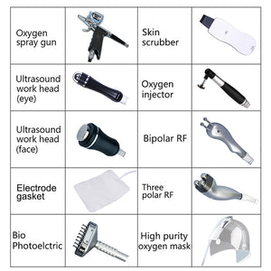10 in 1 Hydro Oxygen Deep Clean Oxygen Jet Ultrasound RF Skin Oxygen Facial Machine