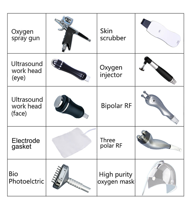 10 in 1 Hydro Oxygen Deep Clean Oxygen Jet Ultrasound RF Skin Oxygen Facial Machine