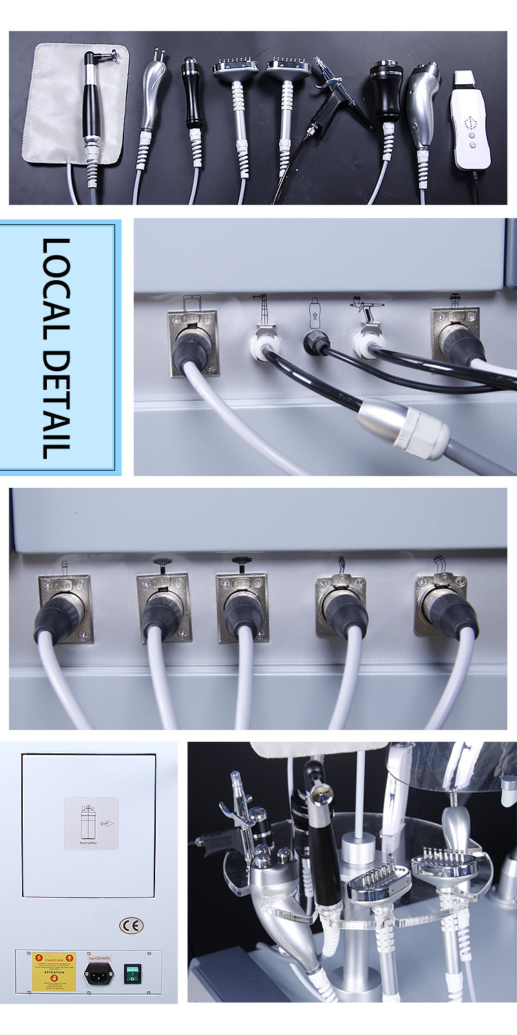 10 in 1 Hydro Oxygen Deep Clean Oxygen Jet Ultrasound RF Skin Oxygen Facial Machine