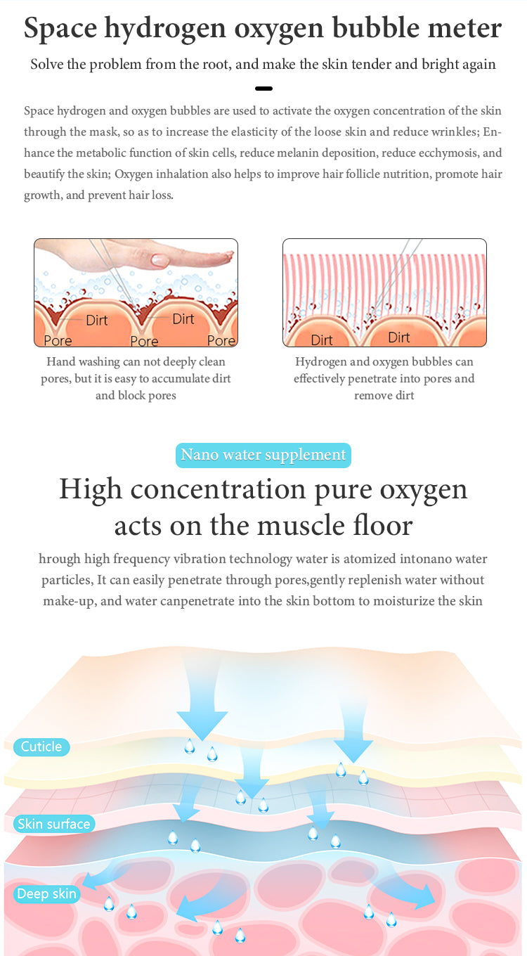 Ultrasound cold hammer Oxygen inject face skin rejuvenation water oxygen facial cleaning beauty machine