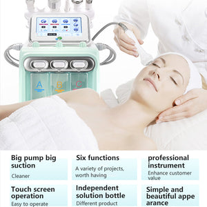 6 In 1 Oxygen Small Bubble Aqua Facial Peel H2O2 RF Face Lifting Skin Tightening Machine