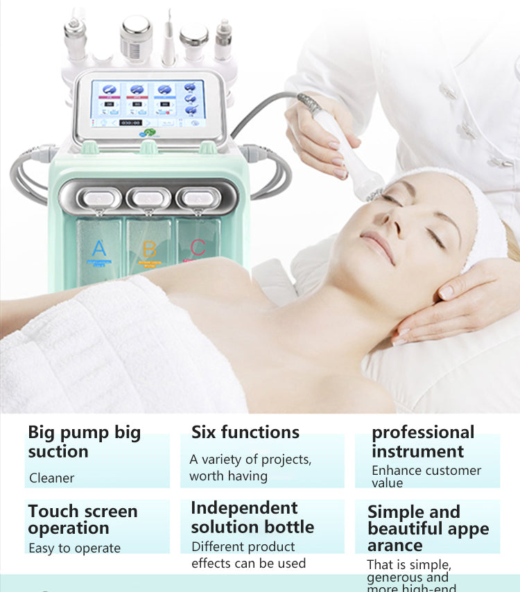 6 In 1 Oxygen Small Bubble Aqua Facial Peel H2O2 RF Face Lifting Skin Tightening Machine
