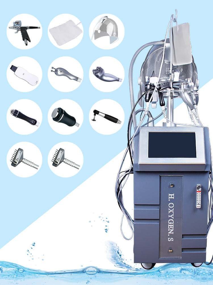 10 in 1 Hydro Oxygen Deep Clean Oxygen Jet Ultrasound RF Skin Oxygen Facial Machine