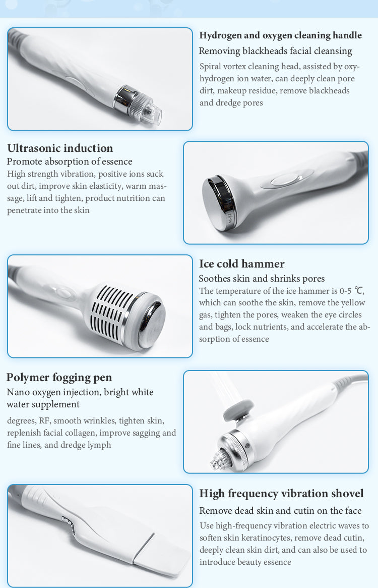 Ultrasound cold hammer Oxygen inject face skin rejuvenation water oxygen facial cleaning beauty machine