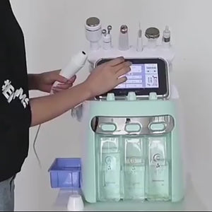 6 In 1 Oxygen Small Bubble Aqua Facial Peel H2O2 RF Face Lifting Skin Tightening Machine