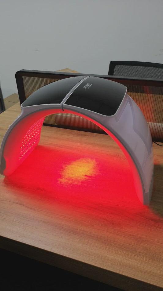 Dispositivo portátil de fototerapia facial con luz LED PDT para el cuidado de la piel.